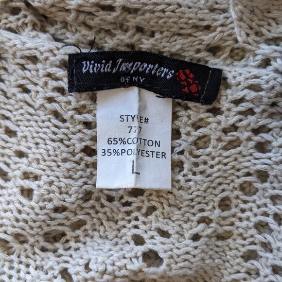 Vivid Importers Bohemian fringed sweater, cream, size large - Picture 7 of 7